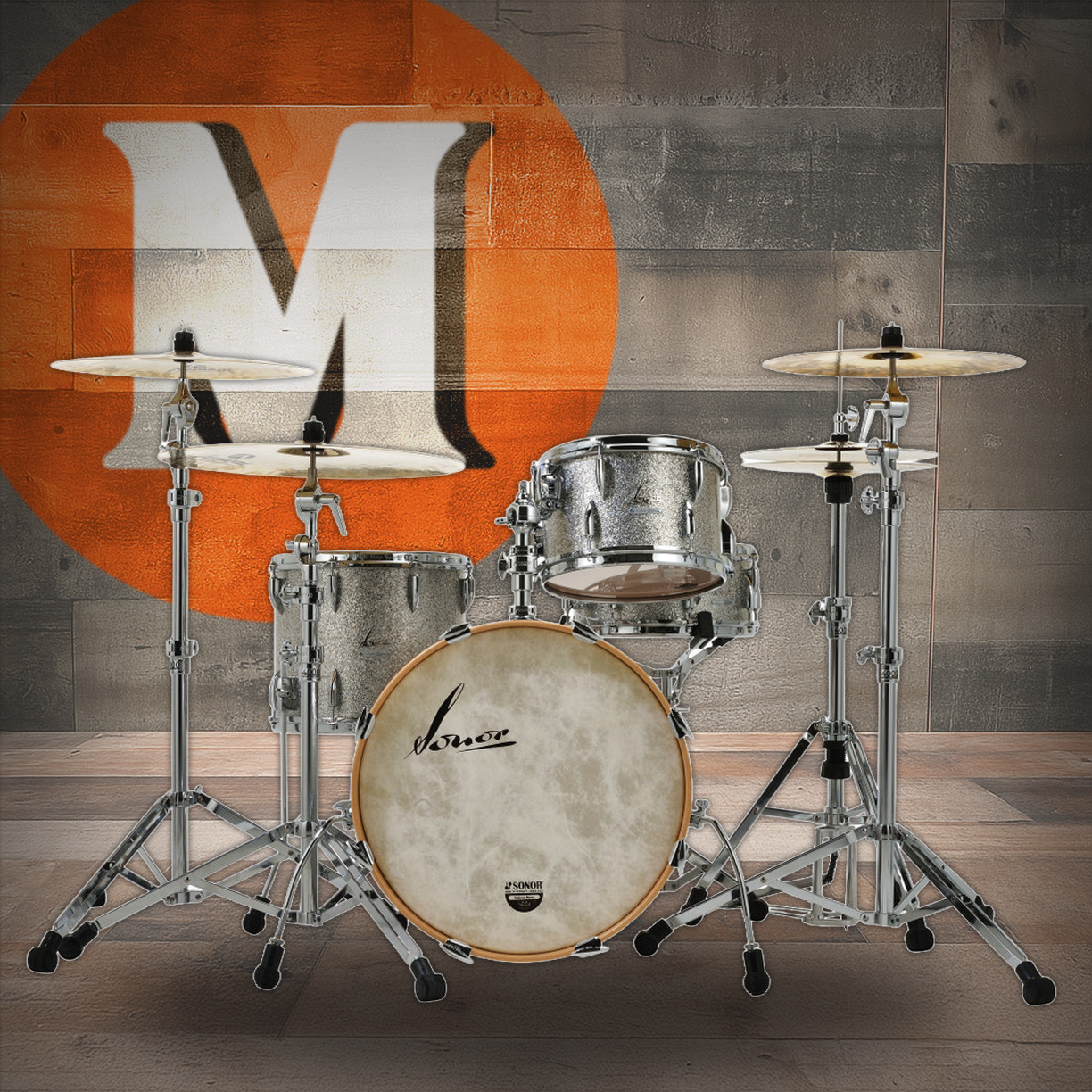 Sonor Vintage Series 20" 3PC Shell Pack w/ Mount - Vintage Silver Glitter (VT-320WMCVSG)
