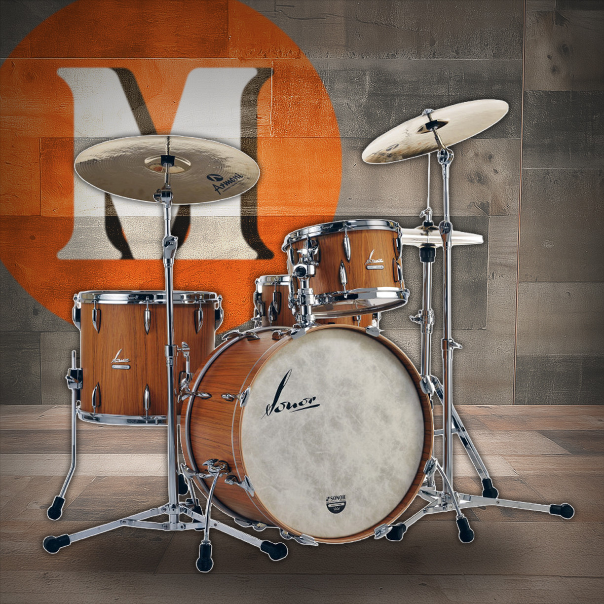 Sonor Vintage Series 22" 3PC Shell Pack w/ Mount - Teak Semi-Gloss (VT-322WMCTSG)