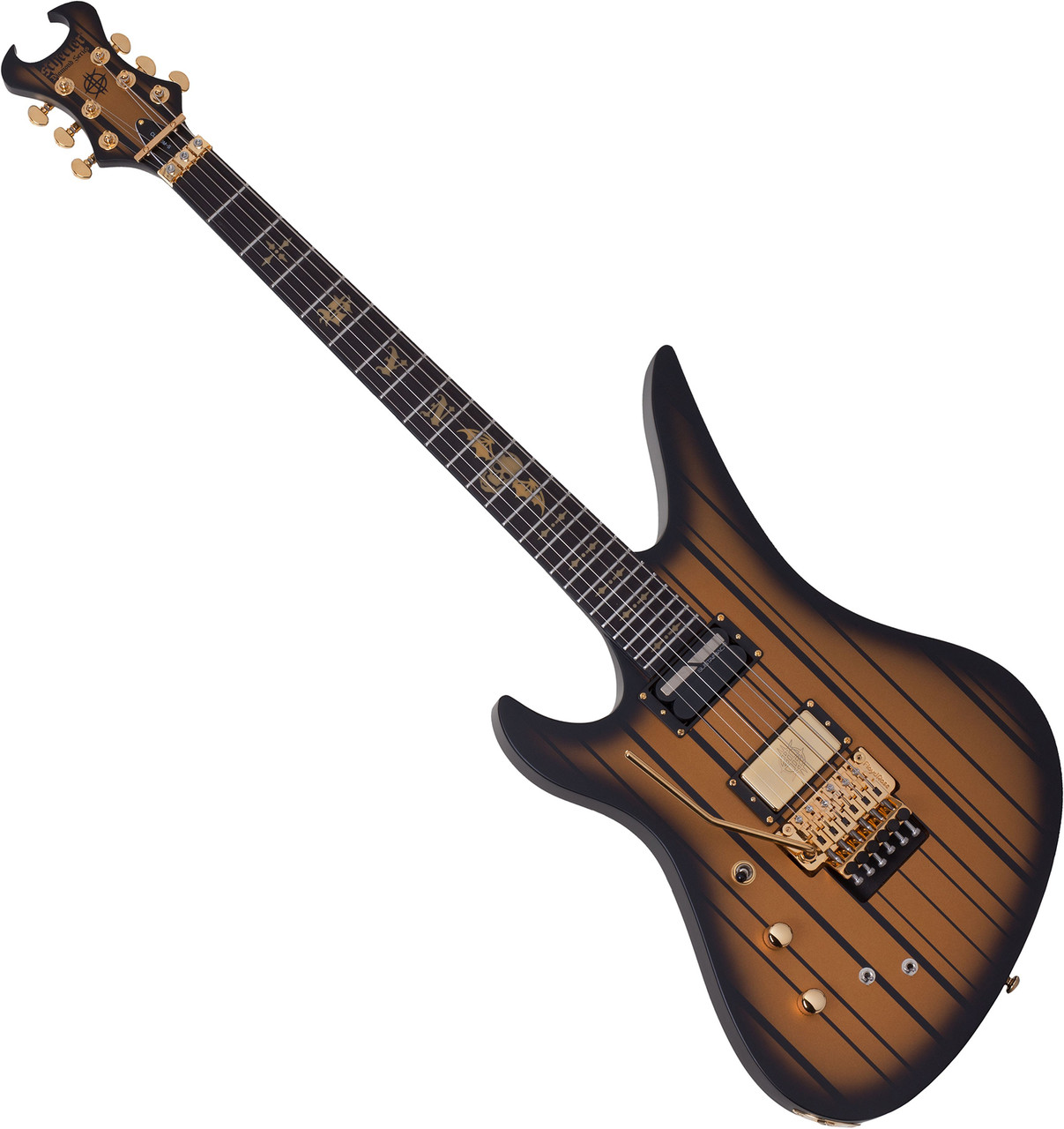 Schecter 1744-SHC 6-String LH Synyster Custom-S Electric Guitar – Satin Gold Burst (1744) | Musician Madness