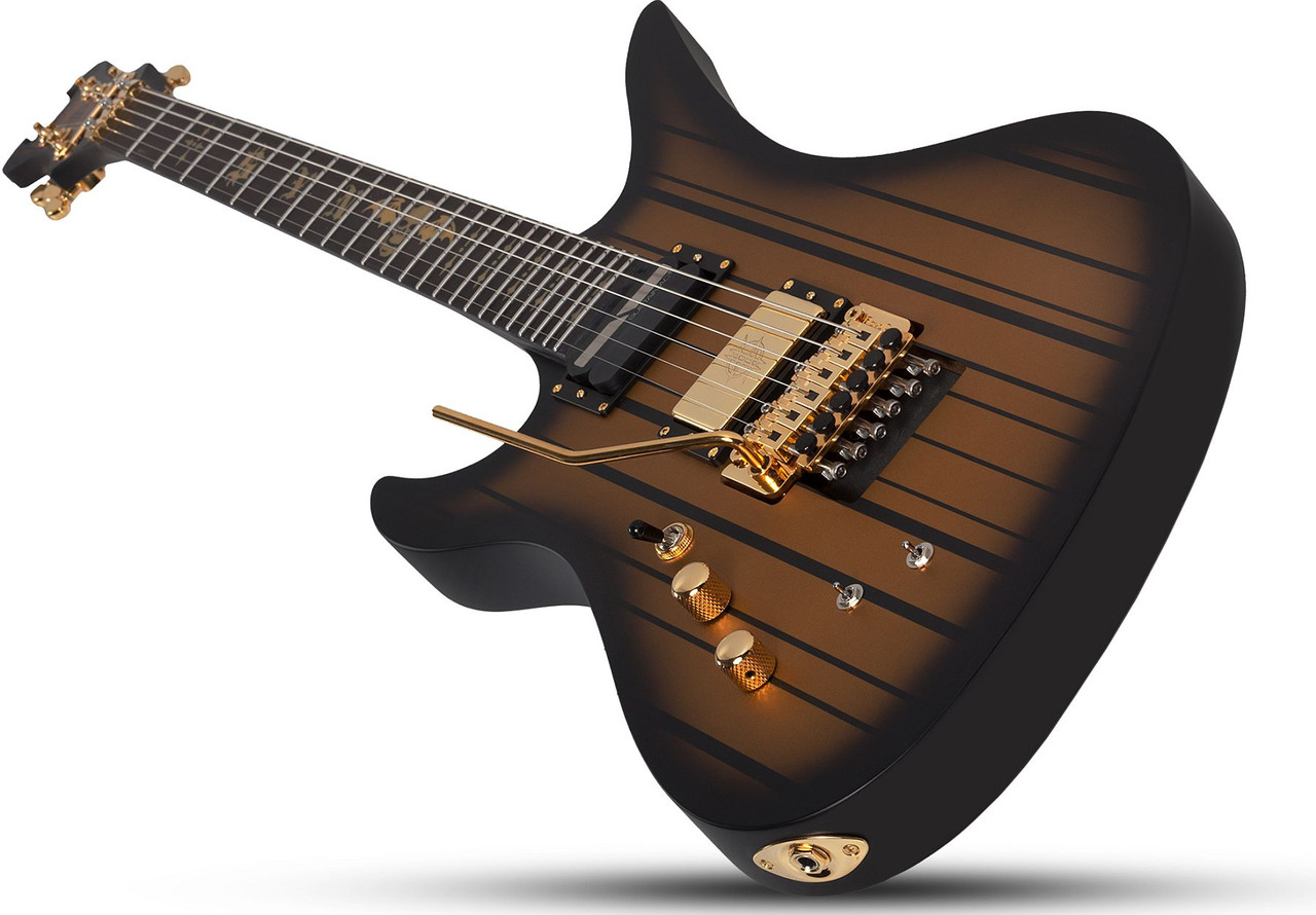 Schecter 1744-SHC 6-String LH Synyster Custom-S Electric Guitar – Satin Gold Burst (1744) | Musician Madness