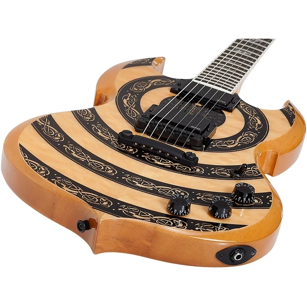 Schecter Wylde Audio Barbarian Norse Dragon Bullseye Electric Guitar - Rawtop (4574) | Musician Madness