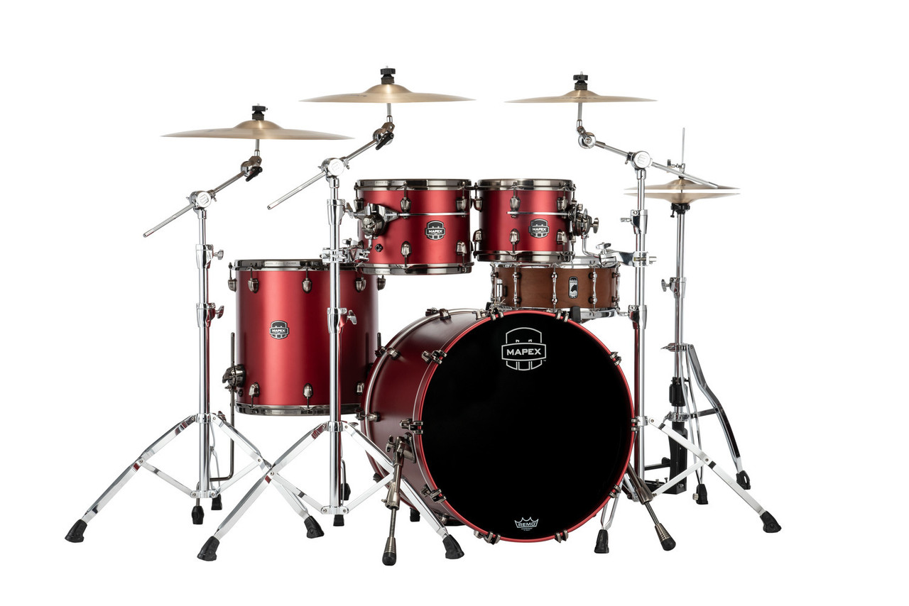 Mapex Saturn Evolution Rock 4 Piece Shell Pack Without Snare - Tuscan Red (SE529XBBPA) | Musician Madness