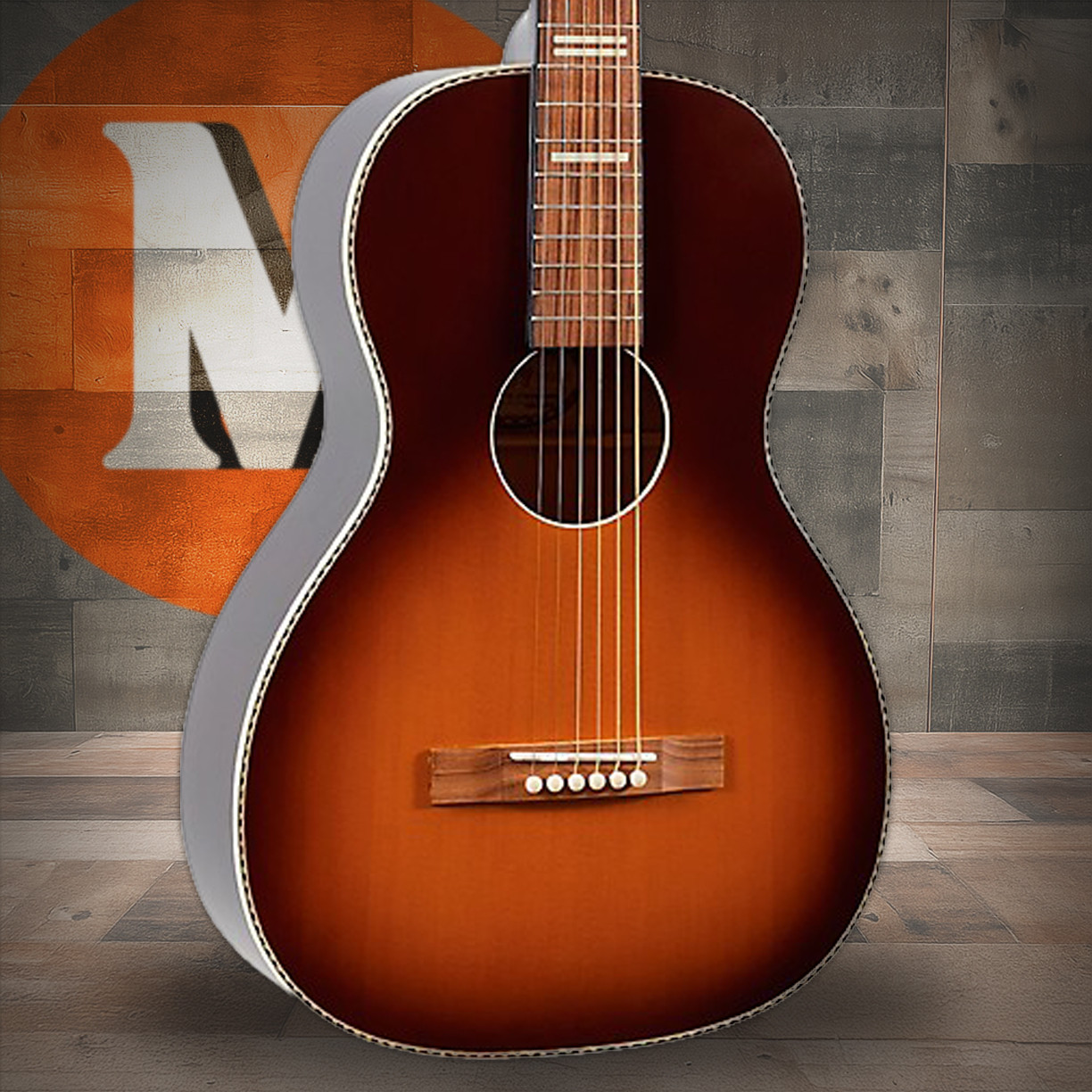 Recording King Dirty 30's Single 0 Series 7 Parlor Left Hand Acoustic Guitar - Vintage Burst 