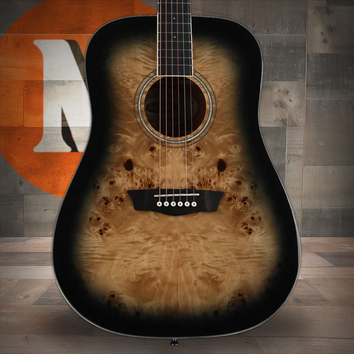 Washburn Deep Forest Burl D Acoustic Guitar - Black Fade (DFBDB) | Musician Madness