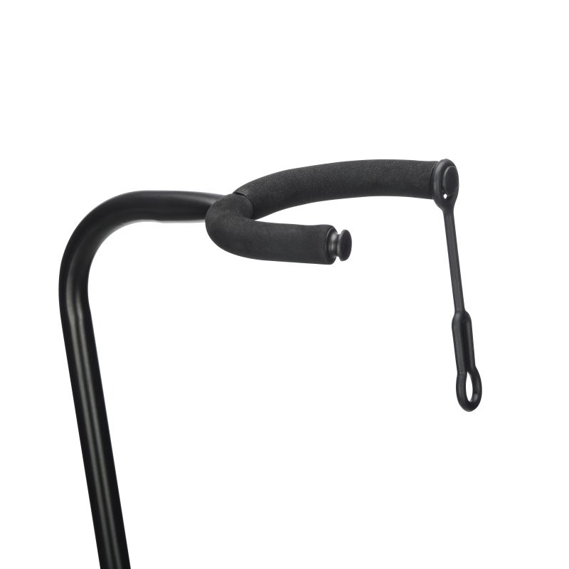 Stageline GS100B Guitar Stand  Universal Cradle for Acoustic & Electric Guitars, Adjustable Height 19?31?, Black Finish with Rubber Padding & Security Strap (GS100B-SLN-U) | Musician Madness