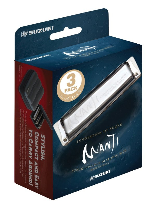 Suzuki M-20-MP 3 Piece Manji Harmonica Set With Case (M-20-MP-U) | Musician Madness