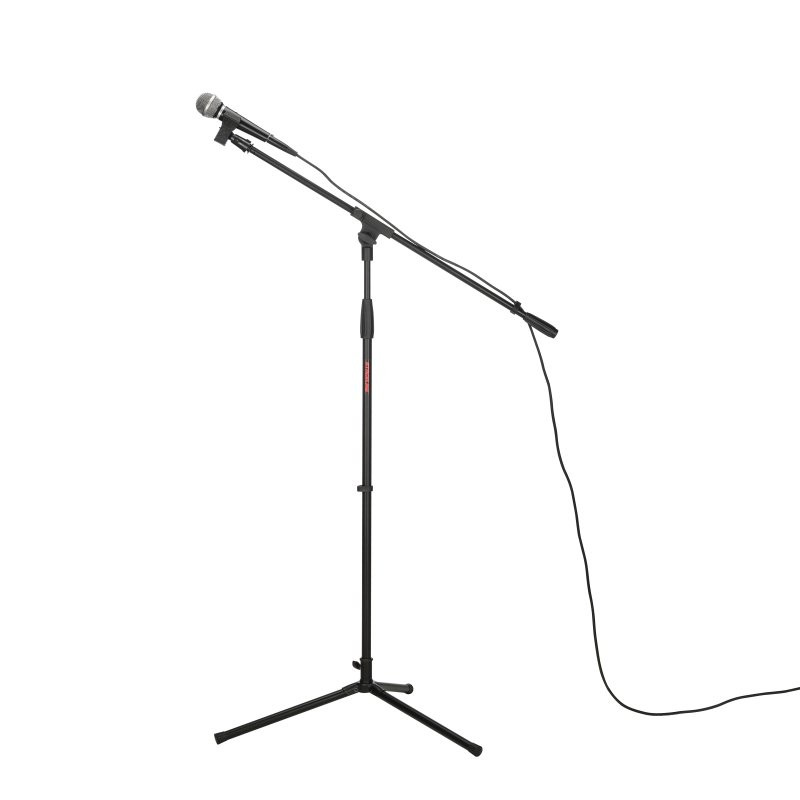 Stageline MS205B Microphone Stand Adjustable Height 40.5 62.8  30.3 Boom Arm, Plastic Clutches & Knobs, Counterweight, Tripod Base Spread 23? x 19.8? Black (MS205B-U) | Musician Madness