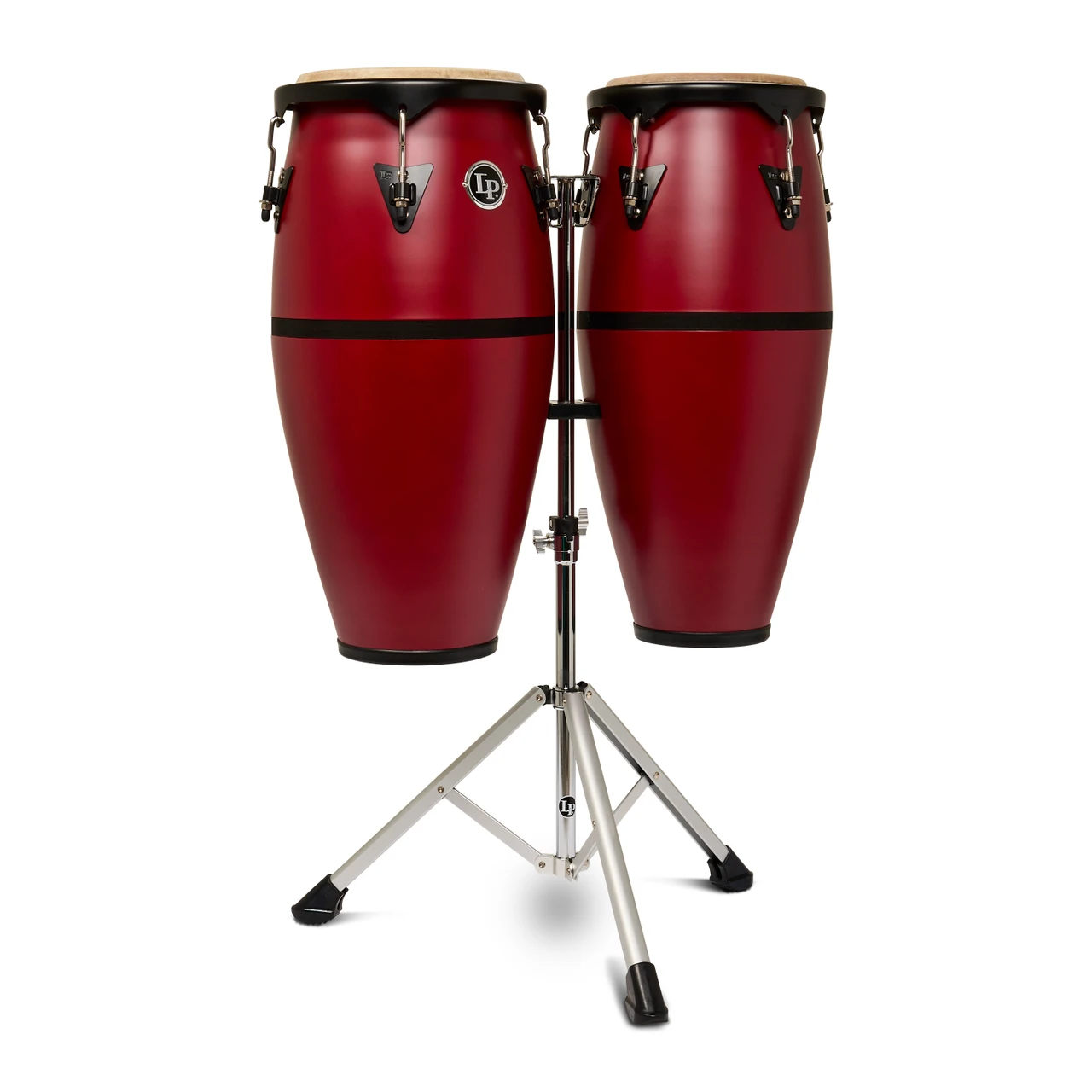 Latin Percussion 10" and 11" Discovery II Conga Set with Aluminum Stand - Red (LP646DII-RD) | Musician Madness