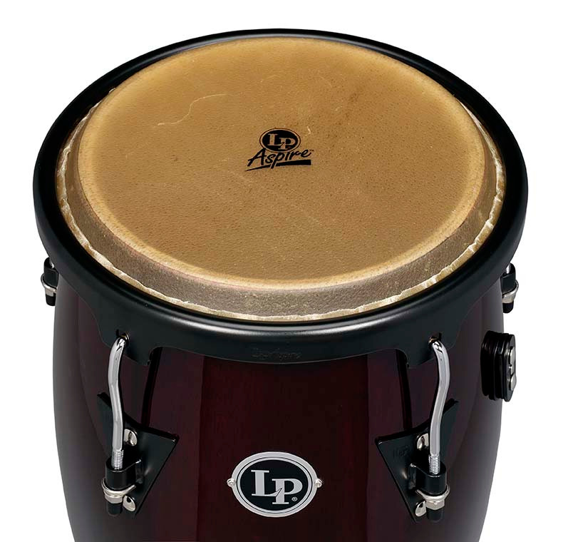 Latin Percussion Aspire 11" and 12" Conga Set - Oak Dark Wood Black with Double Stand (LPA647-DW) | Musician Madness