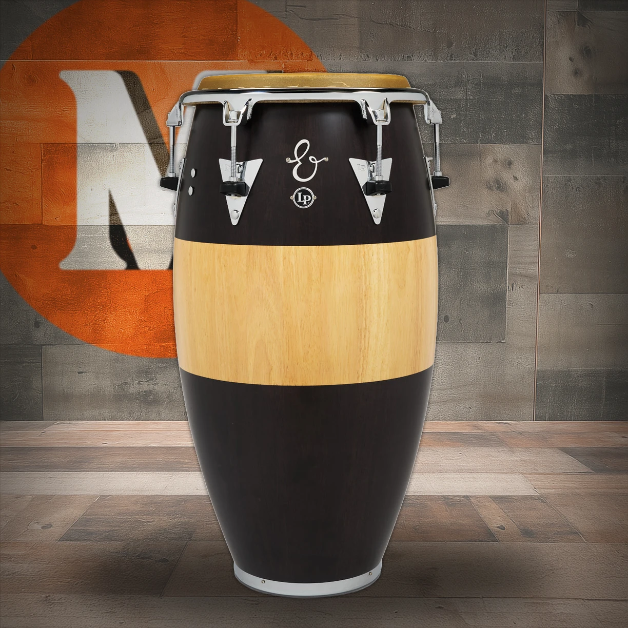 Latin Percussion E-Class 11.75" Conga - Oak Walnut/Natural with Chrome Hardware (LP559T-EC) | Musician Madness