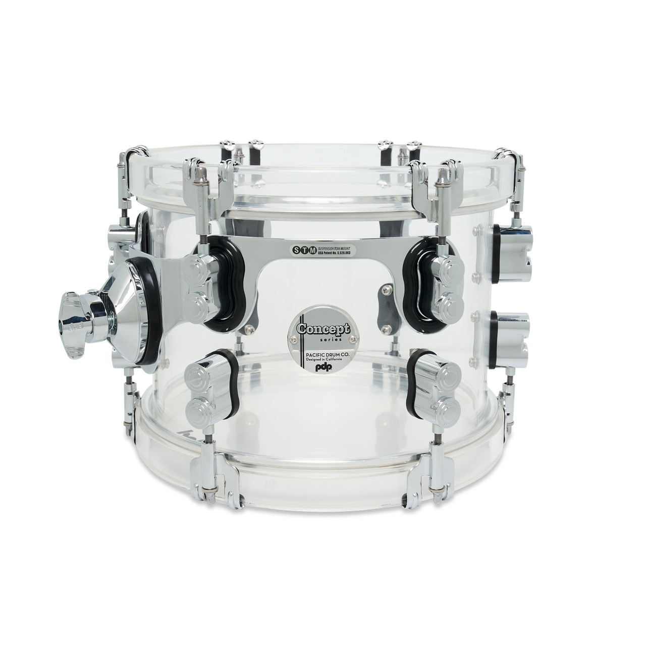 PDP Concept Acrylic 7" x 10" Tom Drum - Clear with Chrome Hardware (PDCA0710STCL) | Musician Madness