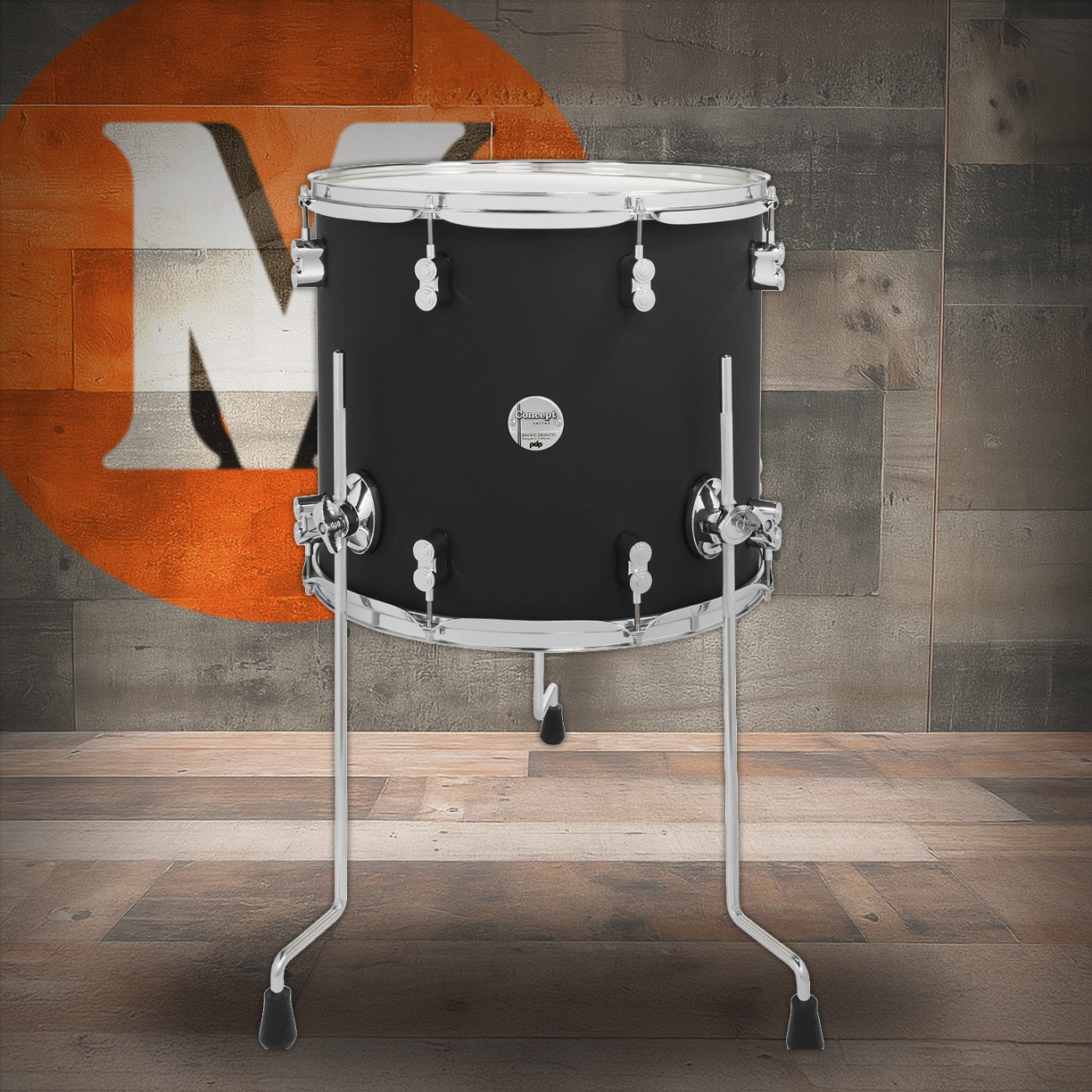 PDP Concept Maple 14" x 16" Floor Tom - Satin Black with Chrome Hardware (PDCM1416TTBK) | Musician Madness