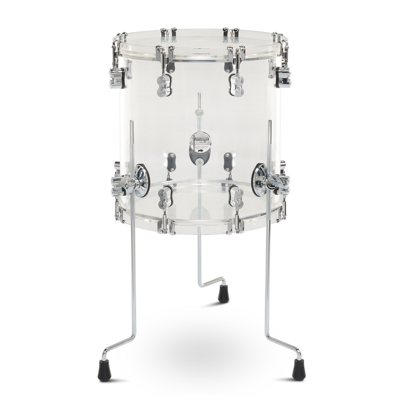 PDP Concept Acrylic 14" x 14" Floor Tom - Clear with Chrome Hardware (PDCA1414FTCL) | Musician Madness