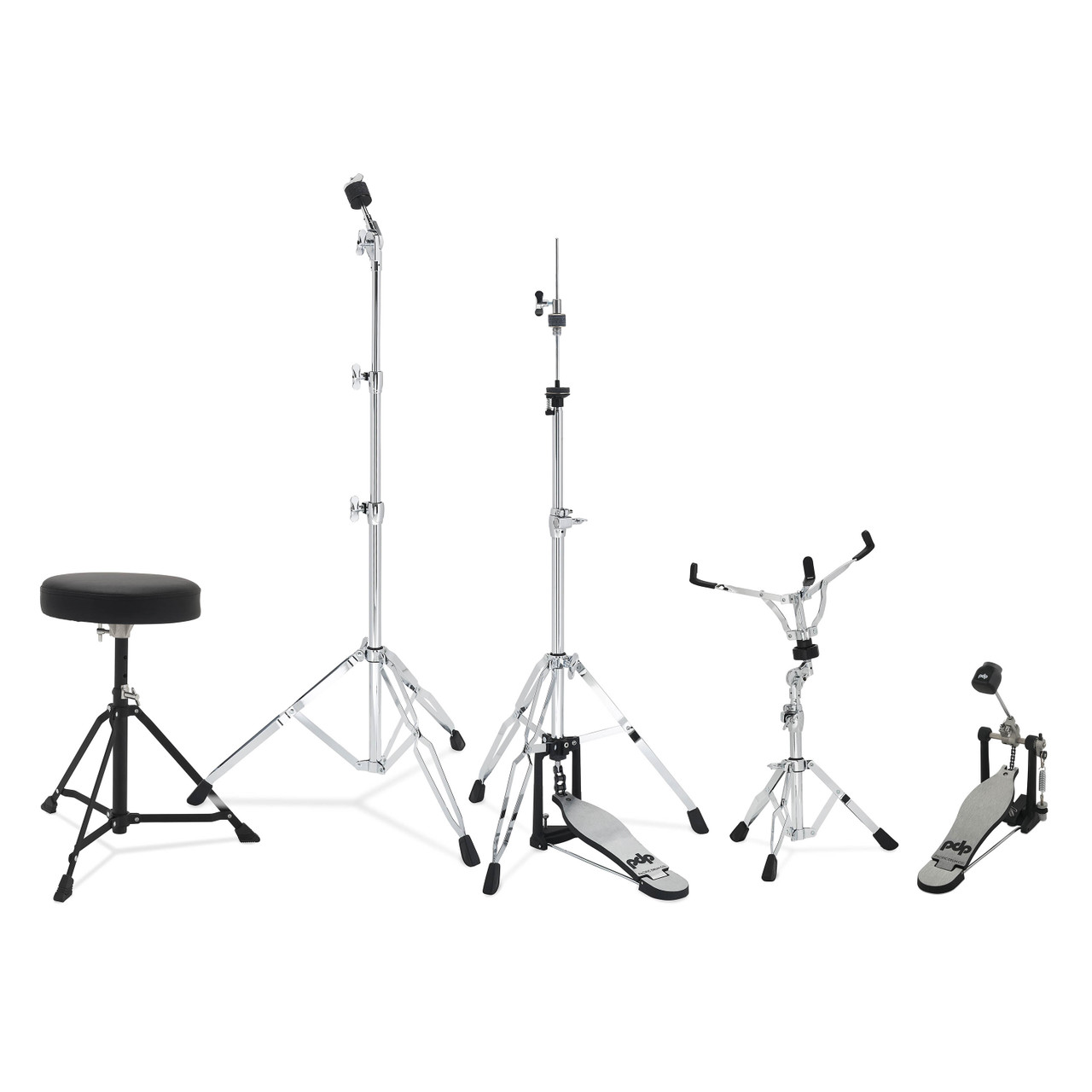 PDP Center Stage 5-Piece Drum Kit with Hardware Cymbals and Throne - Diamond White Sparkle (PDCE2215KTDW) | Musician Madness