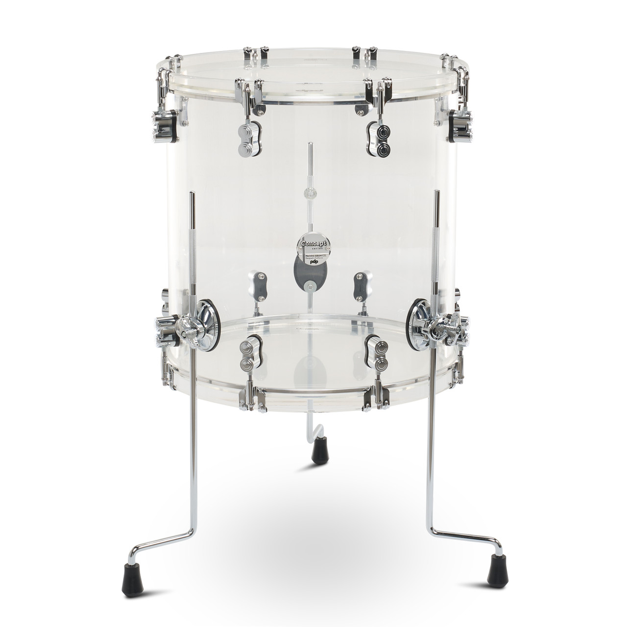 PDP Concept Acrylic 16" x 16" Floor Tom Clear with Chrome Hardware (PDCA1616FTCL) | Musician Madness