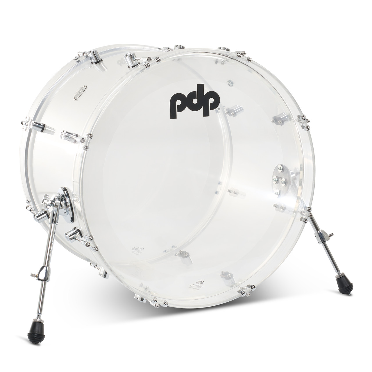PDP Concept Acrylic 16" x 22" Bass Drum Clear with Chrome Hardware (PDCA1622KKCL) | Musician Madness