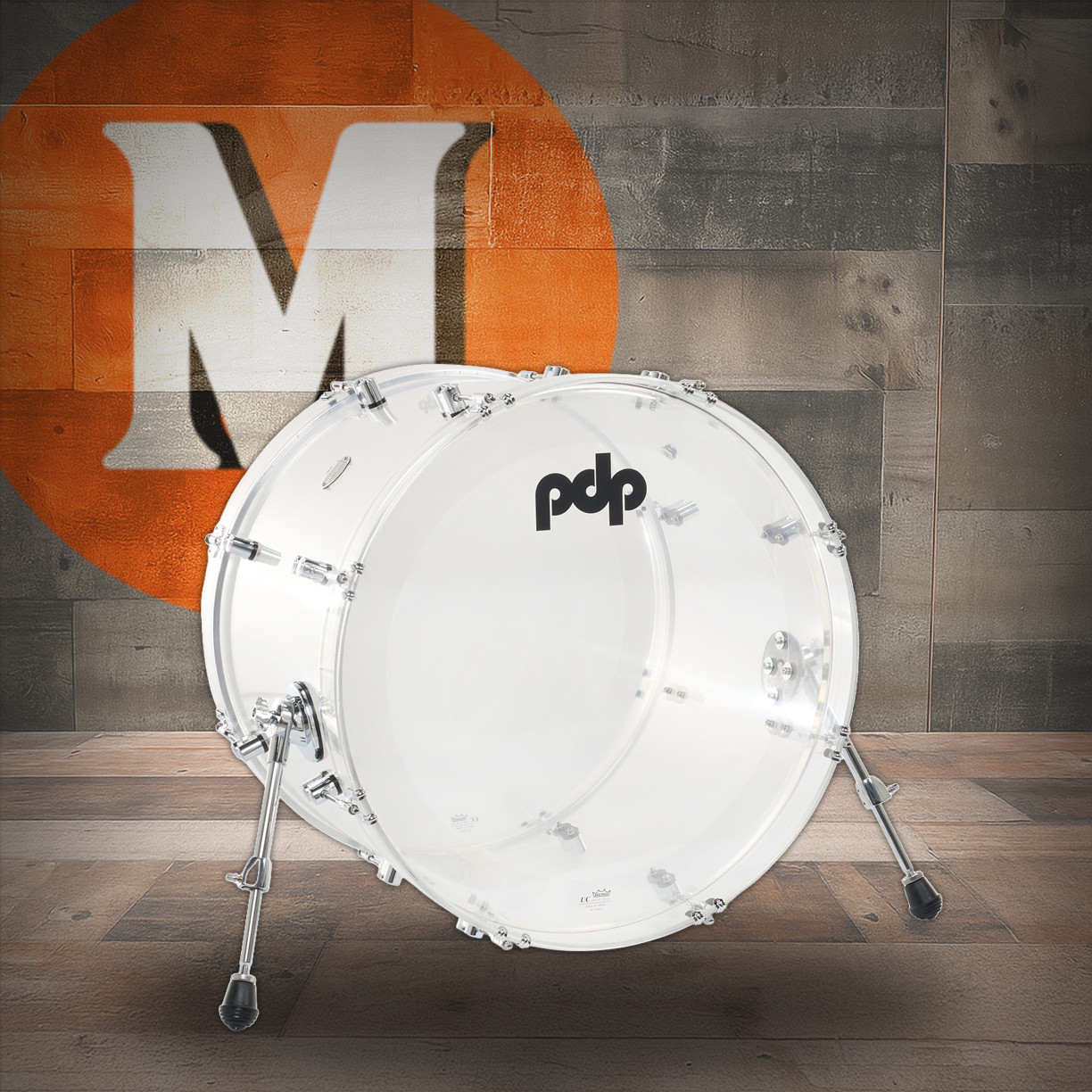 PDP Concept Acrylic 16" x 22" Bass Drum Clear with Chrome Hardware (PDCA1622KKCL) | Musician Madness