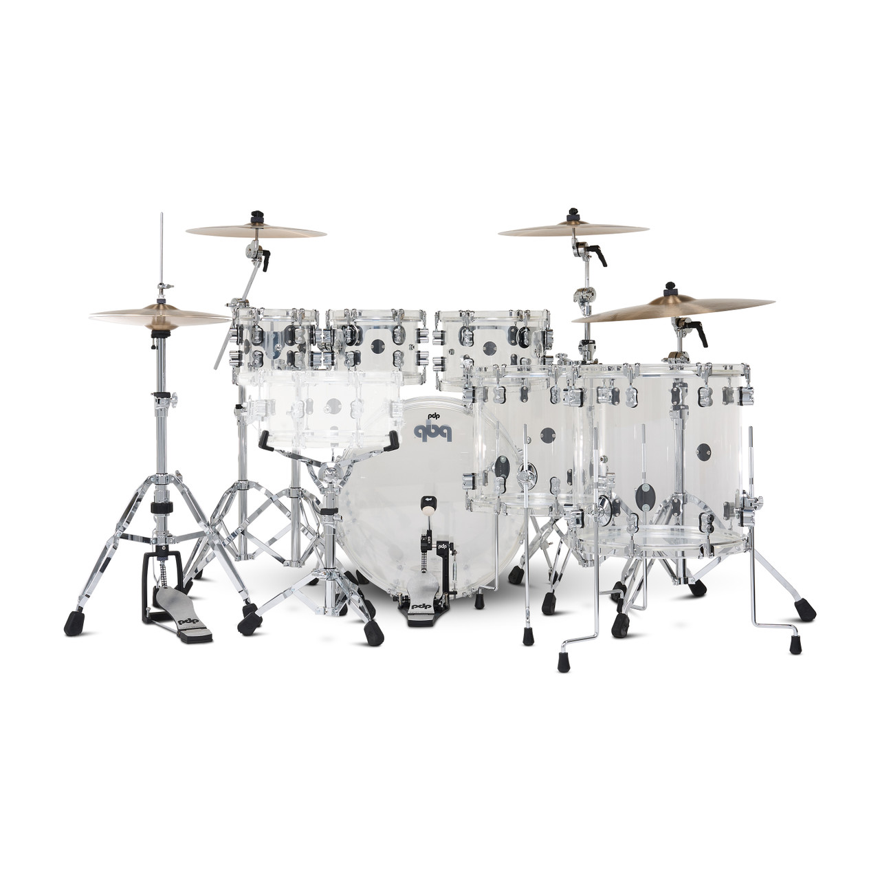 PDP Concept Acrylic 6-Piece Drum Kit Clear with Chrome Hardware (PDCA2216CL) | Musician Madness