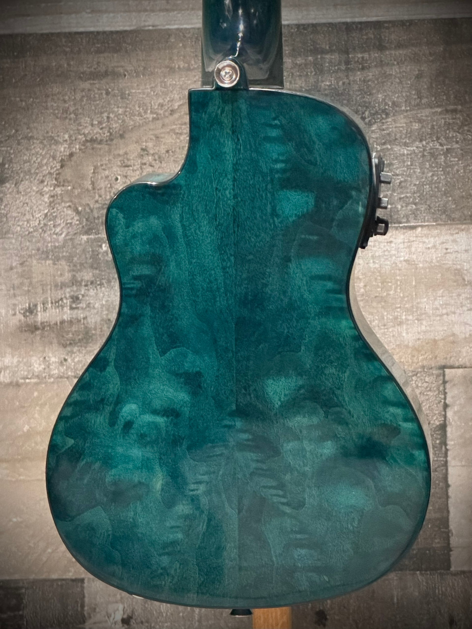 Lanikai Quilted Maple Blue Stain Concert A/E Ukulele w/ Kula Preamp (QM-BLCEC) | Musician Madness