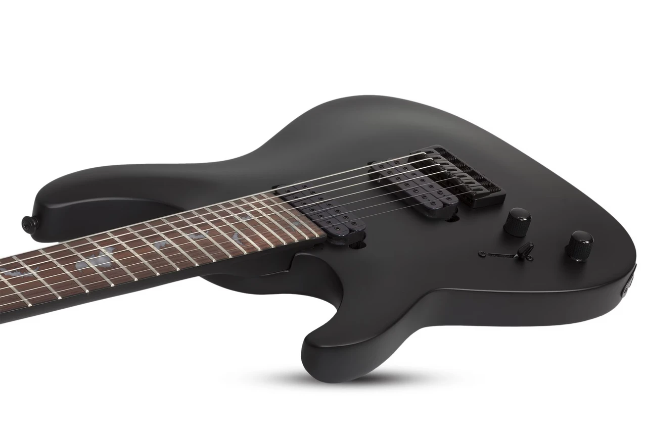 Schecter Damien-7 Left Hand Electrc Guitar - Satin Black (2475) | Musician Madness