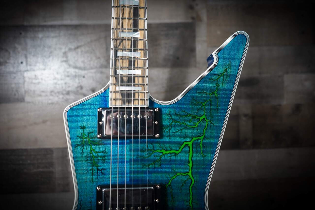 Schecter E-1 Electro Resin Electric Guitar - Transparent Blue - Open Box (603) | Musician Madness