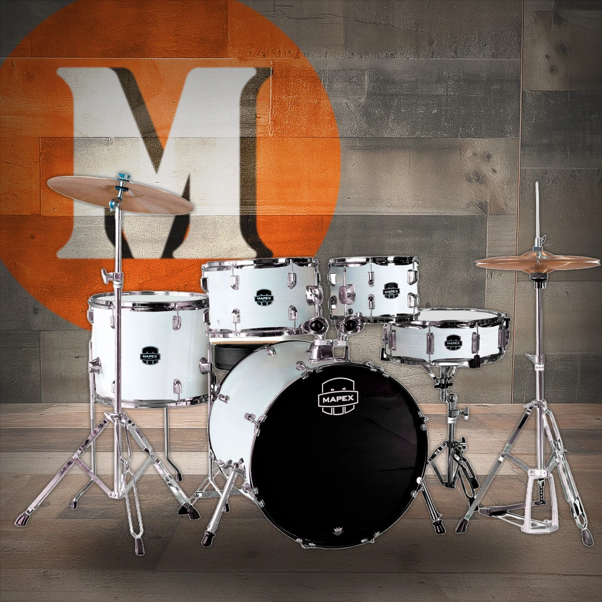 Mapex Comet 5-Piece Complete Drum Set - 20 In. Bass Drum - White Thin Grain (CM5044FTCFH) | Musician Madness