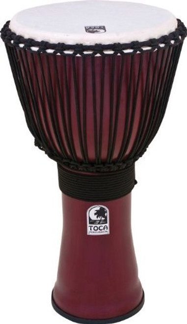 Toca a TF2DJ-14RB Freestyle II Rope Tuned 14-Inch Djembe with Bag - Dark Red Finish