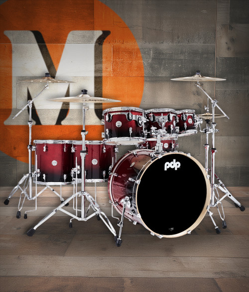 The PDP Concept Maple 7-Piece Drum Set (PDCM2217RB) features all-maple shells crafted for warm lows, articulate mids, and powerful projection. The Red-to-Black Fade finish delivers striking stage presence, while chrome hardware adds durability and a clean aesthetic. A full, versatile configuration makes this kit ideal for drummers in rock, studio, worship, and live performance environments.