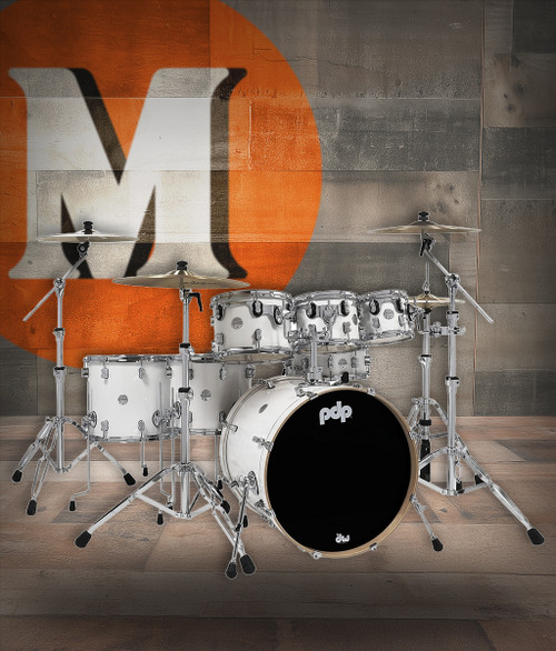 The PDP Concept Maple 7-Piece Drum Set (PDCM2217PW) features all-maple shells for warm resonance, punchy attack, and excellent projection. Finished in a striking pearlescent white with chrome hardware, this kit includes full tom and kick configurations suitable for advanced players. Designed with pro-level build quality and tonal versatility for studio sessions, live performance, and high-demand practice environments.