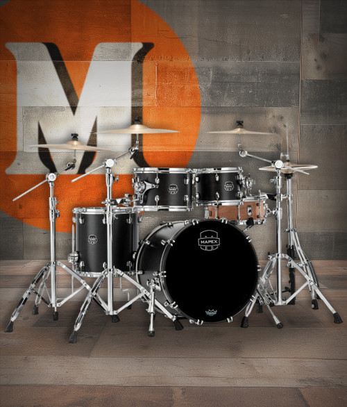 Mapex Saturn Fusion 4 Piece Shell Pack Without Snare Satin Black (SR504XFB)