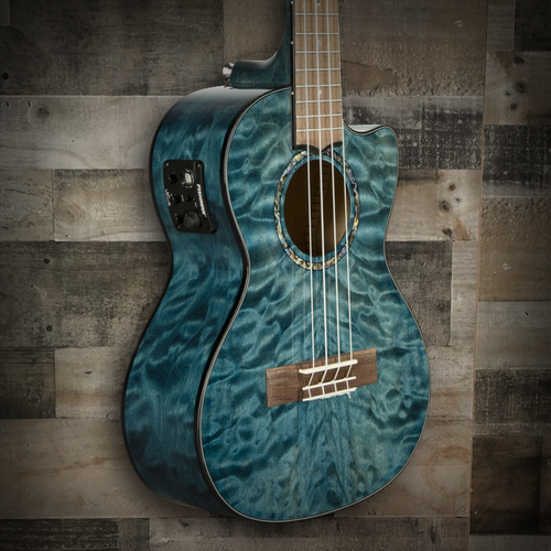 Lanikai Quilted Maple Blue stain Tenor with Kula Preamp A/E Ukulele (QM-BLCET) | Musician Madness