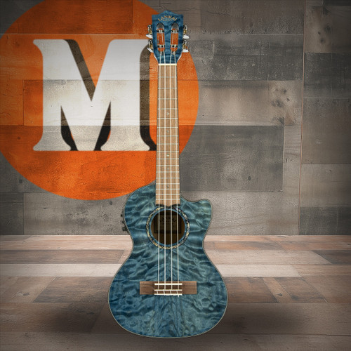 Lanikai Quilted Maple Blue stain Tenor with Kula Preamp A/E Ukulele (QM-BLCET) | Musician Madness