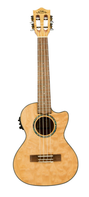 Quilted Maple Natural Tenor with Kula Preamp A/E Ukulele (QM-NACET)