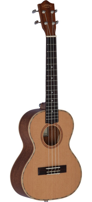 The Lanikai CDST-T Tenor Ukulele features a solid cedar top delivering warm, expressive tone with strong projection, supported by Morado back and sides for tonal balance. Its tenor size provides fuller resonance and comfortable playability, making it ideal for fingerstyle, strumming, and live performance. A beautifully crafted ukulele with refined tone and classic Lanikai quality.