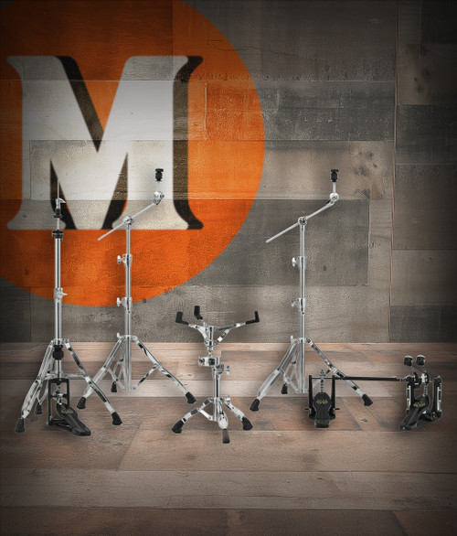 Mapex HP8005-DP Armory 800 Series Hardware Pack with Double Bass Drum Pedal â€“ includes two boom cymbal stands, hi-hat stand, snare stand, and heavy-duty double pedal with double-braced chrome legs