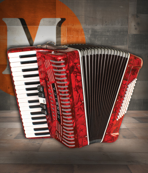The Hohner Hohnica 1305 72-Bass Pearl Red Accordion offers rich tone, smooth playability, and Hohner qualityâ€”perfect for students and hobbyists. Shop now!