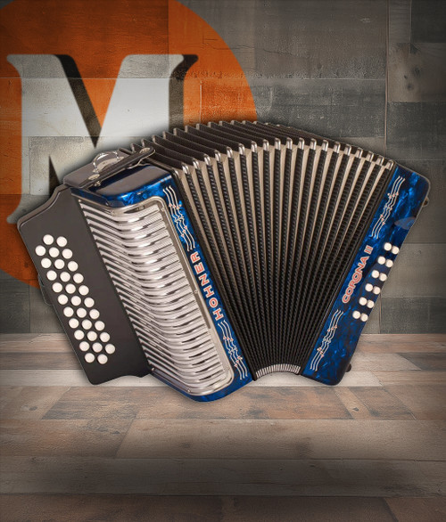 Hohner Corona II GCF Diatonic Accordion - Pearl Dark Blue (3500GBL