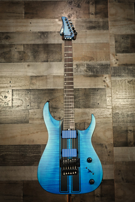 Schecter Banshee GT FR Satin Trans Blue with Black Racing Stripe Decal B-Stock Electric Guitar