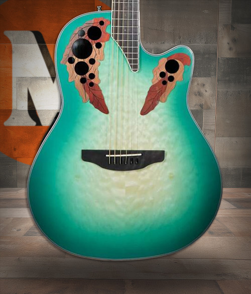 Ovation Celebrity Elite Exotic Quilt Maple, Mint Burst/Natural