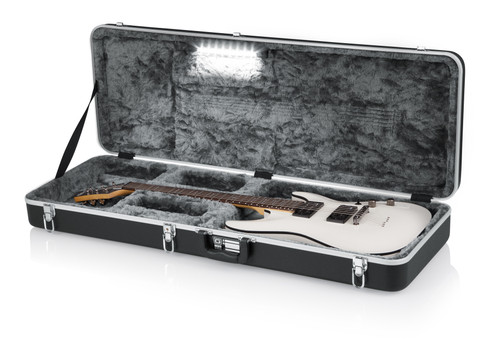 Gator GC-ELECTRIC-LED Deluxe Molded Electric Guitar Case (GC-ELECTRIC-LED) featuring a durable ABS exterior, plush padded interior, heavy-duty latches, and built-in LED lighting for safe nighttime access and superior instrument protection.
