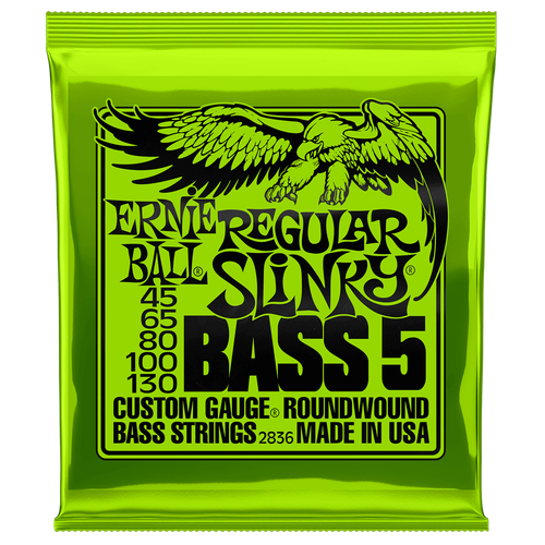 Ernie Ball 2836 Regular Slinky Nickel Wound Electric Bass Guitar Strings - .045-.130 5-string