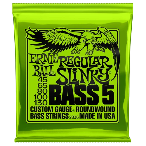 Ernie Ball Regular Slinky 5-String Nickel Wound Bass Strings - .045-.130 (2836) | Musician Madness