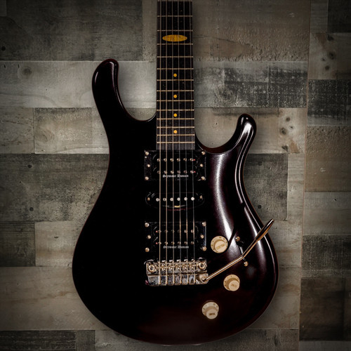 Flaxwood Voima Electric Guitar in Plum Dark Red finish â€“ handcrafted Finnish design with contoured body, dual pickups, and exceptional modern tone