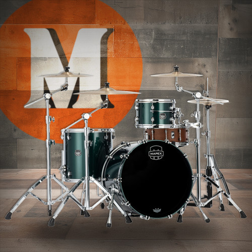 Mapex Saturn Evolution Hybrid Organic Rock 3-Piece Shell Pack (No Snare) - Brunswick Green (SE426XHPQ) | Musician Madness