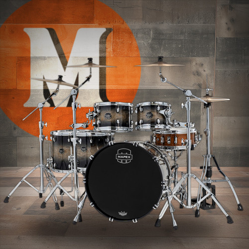 Mapex Saturn VI Studioease Shell Pack 5-Piece - Black Ink Burst (SR628XUZXG) | Musician Madness