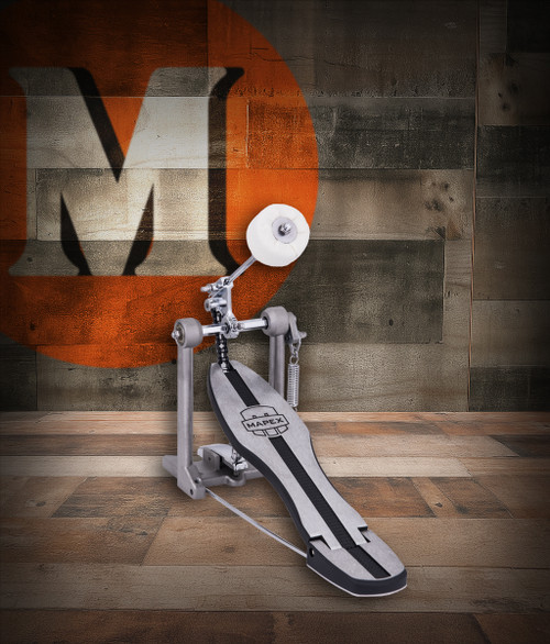 Mapex P250 250 Series Bass Drum Pedal â€“ lightweight single chain-drive pedal with adjustable beater angle, smooth footboard, and durable chrome hardware