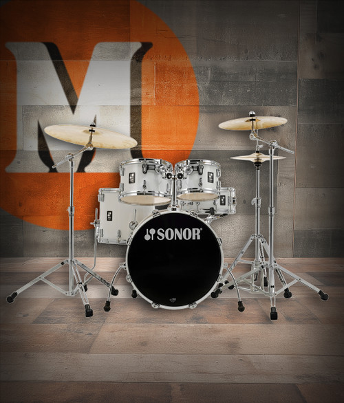 Sonor AQ1 Studio 5 Piece Shell Pack - Piano White w/ 2000 Series Hardware Pack  (AQ1-STUDIOWMCPW) | Musician Madness