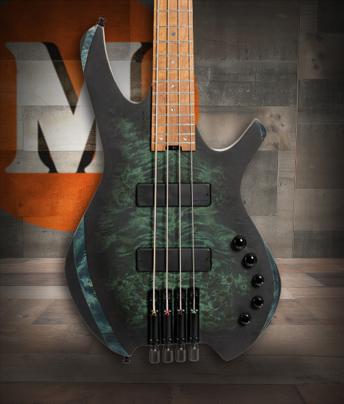 Cort SPACE4SDG Artisan Series Space 4 Bass Guitar in Star Dust Green finish with Nordstrand pickups and active EQ system.
