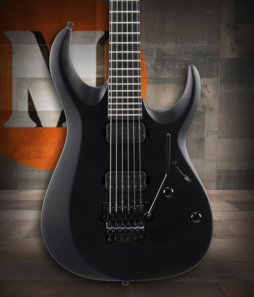 Cort X500MENACE Double Cutaway Electric Guitar in sleek Black Satin finish featuring EMG pickups, neck-through construction, and high-performance hardware – available at Musician Madness.