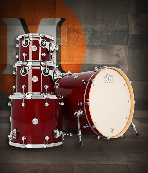 DW Design Series 4-Piece 22" Bass Drum Maple Shell Pack - Cherry Stain w/Chrome Hardware